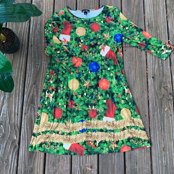 Dress Works Dresses & Skirts - Dress Works Christmas Tree Party Dress Size Small